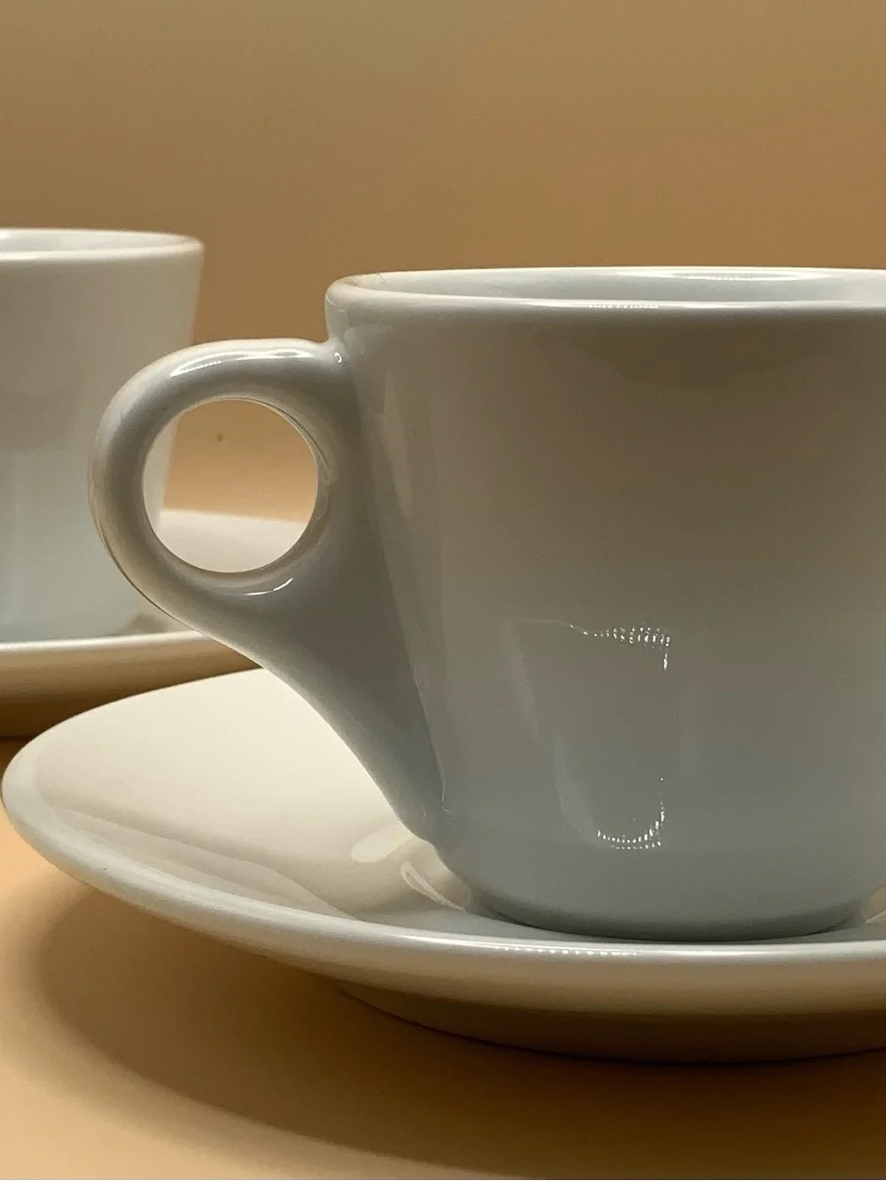Costa Coffee Espresso Cups and Saucers Set of 2 White Ceramic Red Logo 2oz